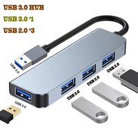 Adaptor HUB USB 3.0 4 Port, dengan Splitter Multi USB-C 5Gbps kecepatan tinggi 5Gbps untuk aksesori PC Pro