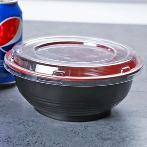 Large Capacity 1000ml Vegetables Noodle Rice Food Sanck <strong>Bowl</strong> Chinese Leading Supplier Disposable Black and <strong>Red</strong> <strong>Bowl</strong> with Lid - Product Image 4