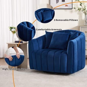 Sillón Moderno Giratorio de Terciopelo con Otomana de Almacenamiento, Sillón Acolchado para Sala de Estar - Product Image 3