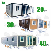 Diskon besar tahan air 20 kaki 40 kaki dapat diperluas rumah karavan rumah portabel 2 Kamar Tidur 3 kamar tidur wadah rumah siap dikirim