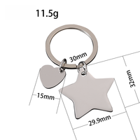 Porte-clés personnalisable Ywyougang en acier inoxydable avec étoile et cœur, double breloque vierge pour cadeau personnalisé