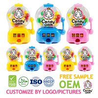 Groothandel op maat gemaakte plastic snoepjes, bubblegum balletjes, kauwsnoep met cartoon loterijmachine speelgoed snoep, kindersnoep, snoepfabriek
