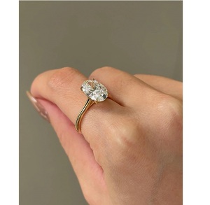 Ensemble de bagues de fiançailles de luxe en or 14 carats avec diamant de laboratoire taille ovale et alliance éternité assortie, pour bagues de mariage certifiées - Product Image 4