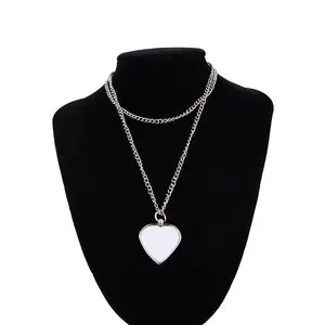 Perhiasan kustom liontin kalung sublimasi bentuk hati, Kalung angka Pesta Salib pernikahan hadiah Hari Valentine