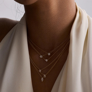 จี้เพชรทรงรีคิวบิกเซอร์โคเนีย สร้อยคอแฟชั่น เครื่องประดับสำหรับผู้หญิง สร้อยคอขายส่ง เงินแท้ 925 สร้อยคอแบบมินิมอล - Product Image 3