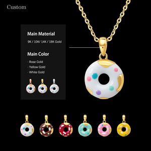 Neuheiten 1000S AU585 Schmuck 14K Massivgold Donut-Anhänger Halskette 14k Echtgold Trendiger Stil Von Drittanbietern Zertifiziert - Product Image 1