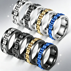 Anillo Giratorio Antiestrés de Acero Inoxidable 2026, Estilo Tropical, Marca Sheng Bo, Regalo para Hombre - Product Image 1
