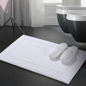 Tapis de bain d'hôtel blanc ultra absorbant 100 % coton à boucles, dos antidérapant en latex, séchage rapide, résistant aux taches - Product Image 3
