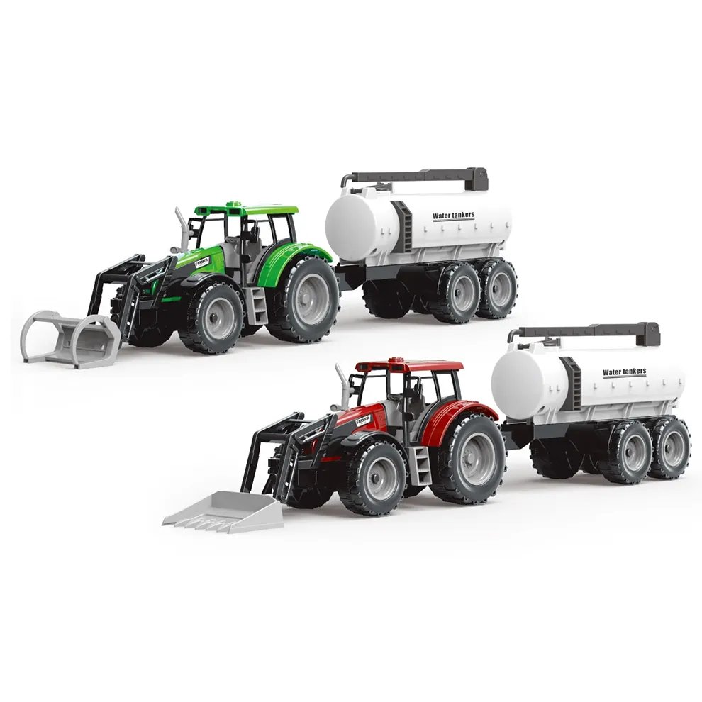 2024 Vehicle Toys 1/32 Friction Power Farm Tractor Water Tank Trailer Toy With 2 Models