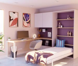 Ensemble de meubles de chambre à coucher moderne <span class=keywords><strong>avec</strong></span> <span class=keywords><strong>lit</strong></span> <span class=keywords><strong>mural</strong></span> <span class=keywords><strong>intégré</strong></span>, <span class=keywords><strong>lit</strong></span> Murphy <span class=keywords><strong>avec</strong></span> <span class=keywords><strong>bureau</strong></span> et étagère pour le <span class=keywords><strong>bureau</strong></span> - Product Image 1