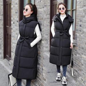 <span class=keywords><strong>Gilet</strong></span> <span class=keywords><strong>long</strong></span> matelassé à capuche pour <span class=keywords><strong>femme</strong></span>, style automne-hiver, couleur unie, chaud et décontracté - Product Image 1