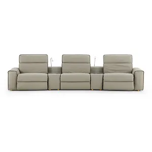 Top grain leather power reclining movie theater sofa VIP seating room furniture electric recliner theater chair cinema