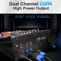ELM L-6D 250W 6 canaux, mixeur audio numérique actif professionnel avec effets d'écho, amplificateur de puissance, console DJ, Bluetooth/USB, égaliseur 5 bandes