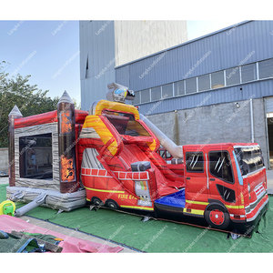 Combo gonflable commercial pour fête, <span class=keywords><strong>camion</strong></span> de pompiers avec toboggan, château gonflable pour <span class=keywords><strong>location</strong></span> de fête - Product Image 1