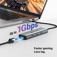 SYONG 6 in 1 Out Docking Station RJ45 1000Mbps USB3.0*3 5GB/S, HDMI 1.4 4K30Hz,  Power Delivery 100W USB Hub untuk Ugreen Apple