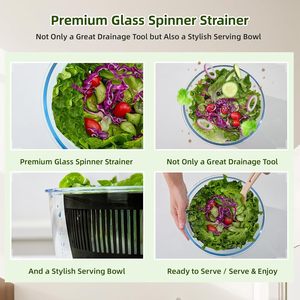 Essoreuse à salade manuelle multifonctionnelle haut de gamme 2026 en plastique PS sans BPA, capacité 4,5 L, lames en acier inoxydable pour la maison - Product Image 4