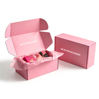 Individuelle Logo-Klappboxen aus Karton für Kleidung in Rosa, Braun und Weiß Bedruckte Geschenkverpackung Versandbox Postversandkarton