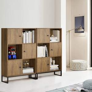 Armoire de rangement à 6 cubes avec <span class=keywords><strong>3</strong></span> portes, bibliothèque moderne en bois, unité d'étagères pour salon, chambre, bureau, entrée - Product Image 2
