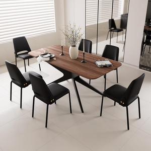 Table à manger rectangulaire spacieuse en MDF moderne personnalisée avec coins arrondis de sécurité pour meubles de salle à manger - Product Image 6