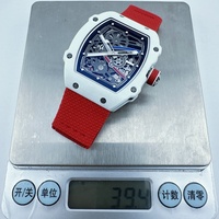 Montre mécanique de sport pour homme de haute qualité, version V3 6702, grand cadran squelette, boîtier blanc en forme de barillet en fibre de carbone, style Maroc