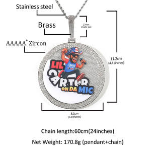 UWIN 2025 Colgante Redondo Grande DIY para Foto de 8cm Completamente Helado con Diamantes 5A, Collar Conmemorativo de Demostración para Hombre - Product Image 6