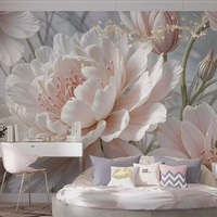Papier peint moderne 3D à grandes fleurs, murale photo personnalisée, motif floral pivoine, revêtement mural pour chambre à coucher, fond de mur, décoration intérieure