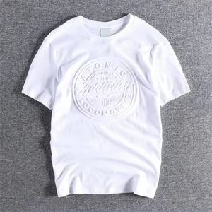 T-shirts pour hommes personnalisés OEM, mode décontractée, t-shirts unis en coton à manches courtes, logo en relief, col rond, t-shirts pour hommes - Product Image 3