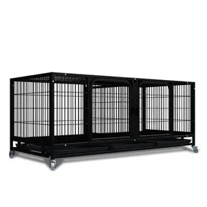 Pet Breeding <strong>Cage</strong> 1-3 Layer XL Iron Mother and Children Design with Partition for Dogs, <strong>Cats</strong>, Rabbits, Etc., White and Black - Product Image 1