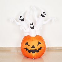 Promotion : Décoration gonflable d'Halloween de 1,5 m avec citrouille et fantômes, décorations gonflables d'Halloween éclairées pour la maison avec lumières LED