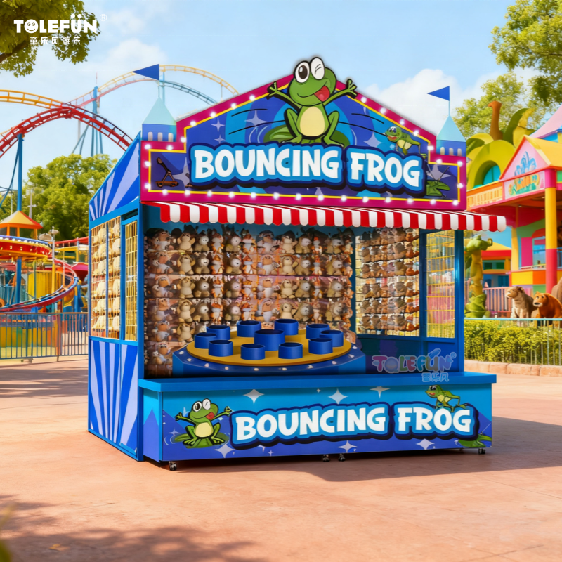 Tolefun CE Traditional Rubber Frog Launcher Electric Powered Skill Carnival Booth Game Funfair Padded Mallet