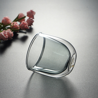 Mug à double paroi en verre borosilicate résistant à la chaleur, fait à la main, pour le café et l'eau