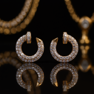 Orecchini a Cerchio Placcati in Oro Rosa con Cristalli, Forma Geometrica, Lussuosi per Uso Quotidiano, in Lega di Zinco con Micro Inserimenti E2706 - Product Image 2