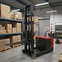 Chariot élévateur vertical autopropulsé entièrement électrique de haute qualité, capacité 1,5 à 2 tonnes, pour entrepôt, avec levage alimenté par batterie