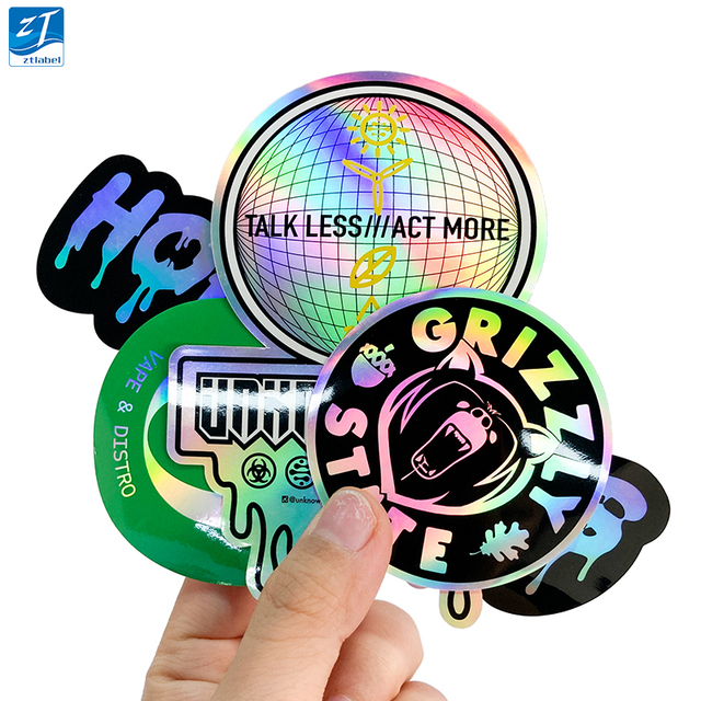 Custom Printing Hologram logo Label Sticker Paper Die Cut Holographic Custom Self Adhesive Vinyl Holographic Sticker