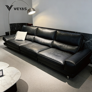 Fournisseur et usine de canapés minimalistes chinois sur mesure, meilleur canapé d'angle en cuir aniline de qualité supérieure et abordable pour la maison - Product Image 1