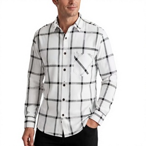 Chemise en flanelle à carreaux pour homme OEM, manches longues, boutonnée, décontractée, avec poche poitrine, douce, chaude, brossée, pour l'automne et l'hiver - Product Image 2