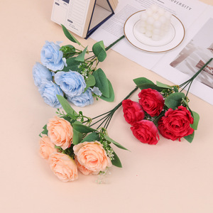 Roses romaines rétro, fleurs artificielles en soie simulée pour la décoration murale de fond de mariage, décoration florale pour le salon - Product Image 1