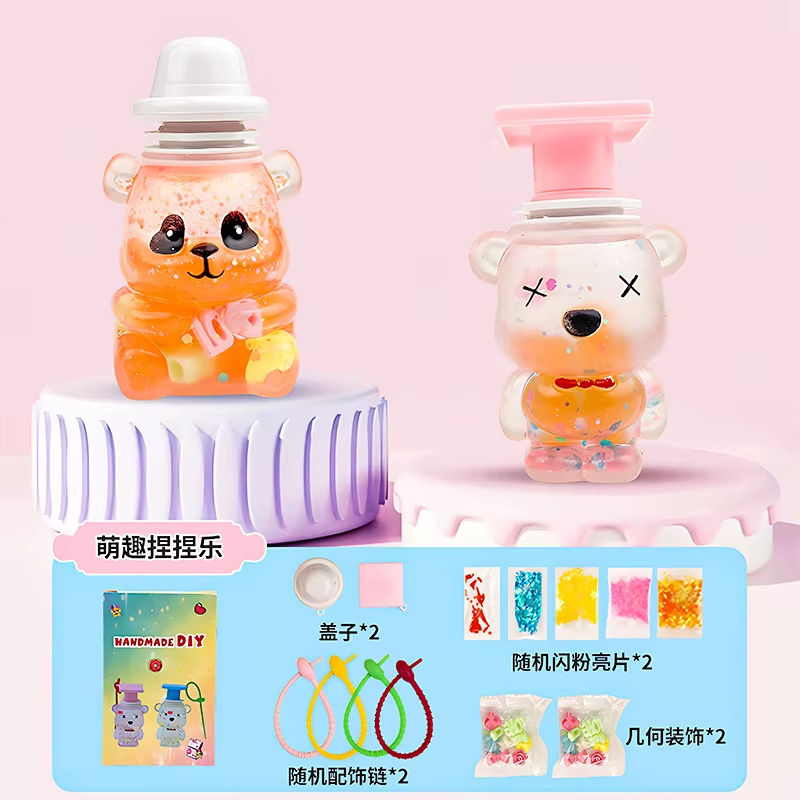 Diy water injection squeeze toy-panda + violent bear 2-pack