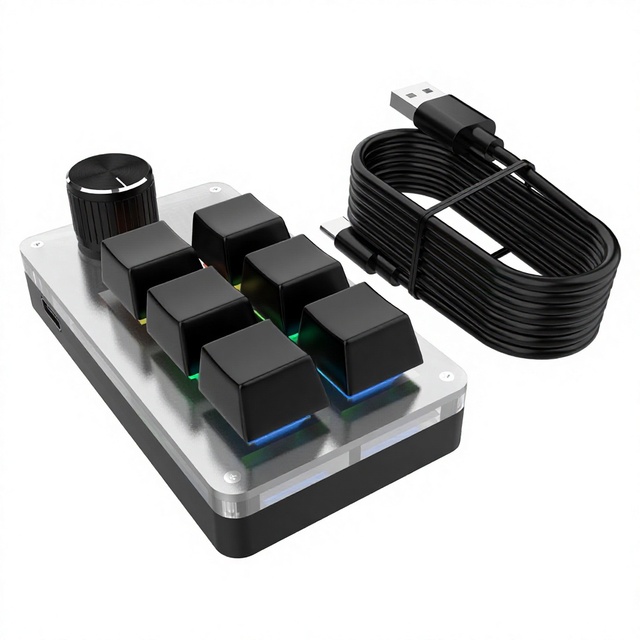 6-Key 9-Key Blvetooth Office Mini Keypad Customizable Macros, Copy, Paste, Select All Shortcuts, Gaming, OSU Volume Control L732