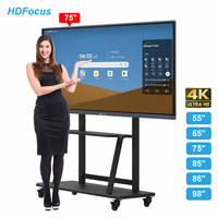 Pizarra Interactiva de 55 65 75 85 86 98 Pulgadas, Pantalla Táctil 4K con Sistema Operativo Dual, Todo en Uno, para Reuniones y Aulas