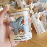Bougies artisanales uniques personnalisées avec étiquette, parfumées avion, pour cadeaux de remerciement de baby shower pour bébé garçon, avec couvercle