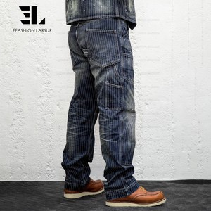 LARSUR Pantalon de menuisier en denim rayé indigo personnalisé en usine en détresse Délavé <span class=keywords><strong>Jean</strong></span> automobile Wabash Railway Railroad pour hommes - Product Image 4