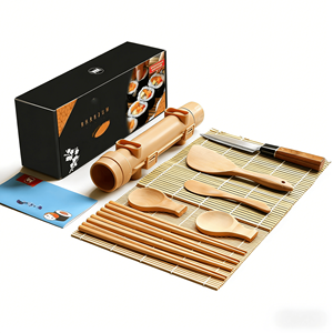 Kit para Hacer <span class=keywords><strong>Sushi</strong></span> de Bambú Addreen para Principiantes, Kit Completo para Enrollar <span class=keywords><strong>Sushi</strong></span> con Estera Bazooka y Cuchillo - Product Image 3