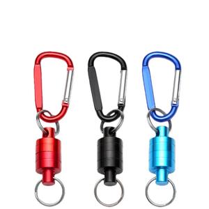 Porte-clés mousqueton magnétique en aluminium, boucle télescopique, utilisation portable en extérieur, options de couleurs rouge, noir, bleu - Product Image 1