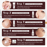 Coffret de soins de la peau à l'huile de coco MOOYAM comprenant un tonique pour le visage, un sérum, une crème, une lotion, un nettoyant pour le visage, un soin hydratant et hydratant pour la peau