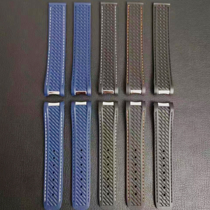 Bracelet de montre en caoutchouc fluoré 20 mm 21 mm pour montre OMG Sea-<span class=keywords><strong>master</strong></span> AT150 AQUA <span class=keywords><strong>TERRA</strong></span> 150 FKM Bracelet souple Boucle déployante - Product Image 1