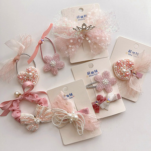 Diademas decorativas de corazón de flor de cuentas para niñas dulces coreanas, pinza de pelo a presión de Metal con lazo de perla, horquilla para adolescentes - Product Image 2