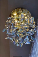 Lampe suspendue pour salon JYLIGHTING, décoration de luxe moderne, forme de papillon, lustre en cristal LED pour plafonds hauts
