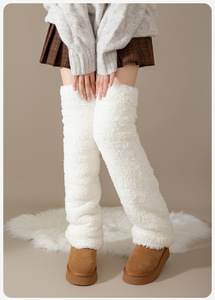 Jingwen OEM Coral <strong>Fleece</strong> Warm Knee Socks Plus Velvet Thickened Sleeping Home <strong>Ladies</strong> Long Women Leg <strong>Warmers</strong> - Product Image 6