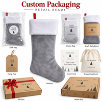 Chaussette de Noël en peluche 45 cm, velours, fausse fourrure, grande capacité, boucle de suspension, sac cadeau, cheminée, couleur personnalisée, vente en gros